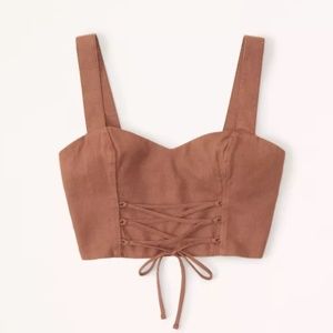 Abercrombie & Fitch Lace-Up Linen-Blend Set Top